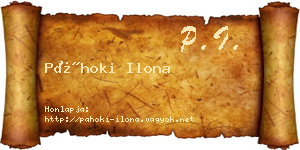 Páhoki Ilona névjegykártya